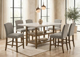 Lola Gray/Brown 7-Piece Genuine Marble Top Counter Height Set from Happy Homes - Luna Furniture
