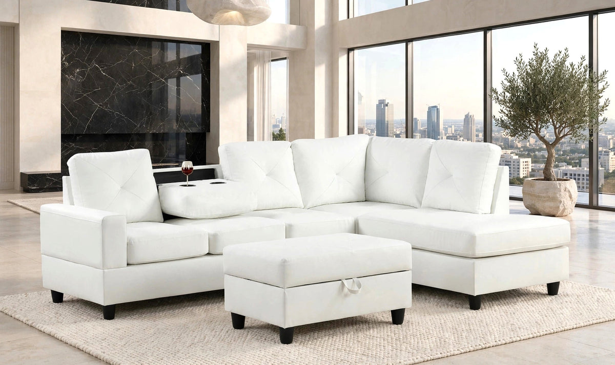 Rocket White PU Reversible Sectional from Happy Homes - Luna Furniture
