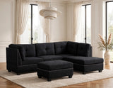 Sienna Boucle Black Sectional with Ottoman from Happy Homes - Luna Furniture