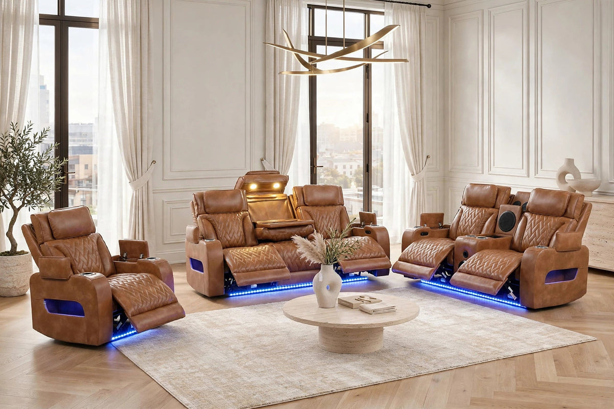 Dubai Brown 3-Piece Power Reclining Living Room Set from Happy Homes - Luna Furniture