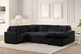 Forever Black Sectional With Pull-Out Bed from Happy Homes - Luna Furniture