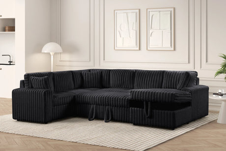 Forever Black Sectional With Pull-Out Bed from Happy Homes - Luna Furniture