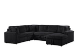 Forever Black Sectional With Pull-Out Bed from Happy Homes - Luna Furniture