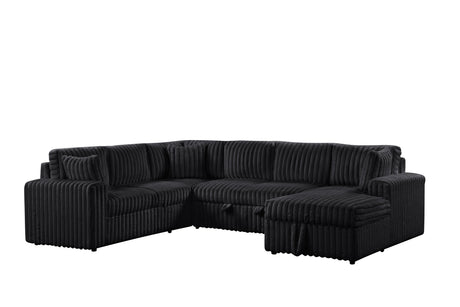 Forever Black Sectional With Pull-Out Bed from Happy Homes - Luna Furniture