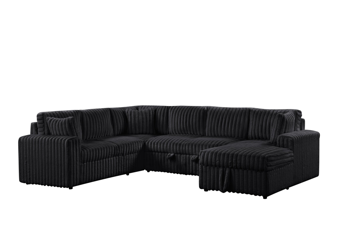 Forever Black Sectional With Pull-Out Bed from Happy Homes - Luna Furniture
