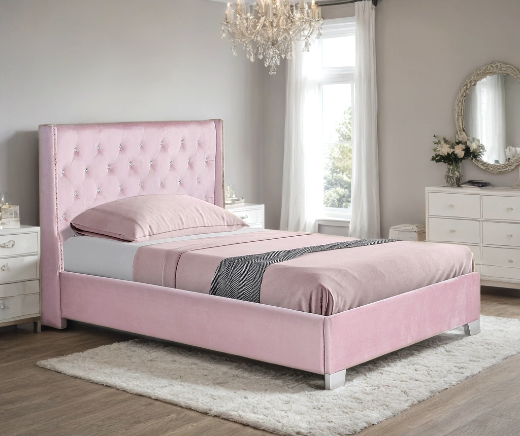 Tykocin Pink Diamond Tufted Twin Bed