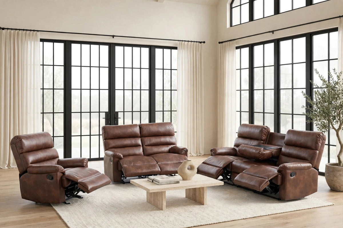 Albert Brown 3-Piece Reclining Set from Happy Homes - Luna Furniture