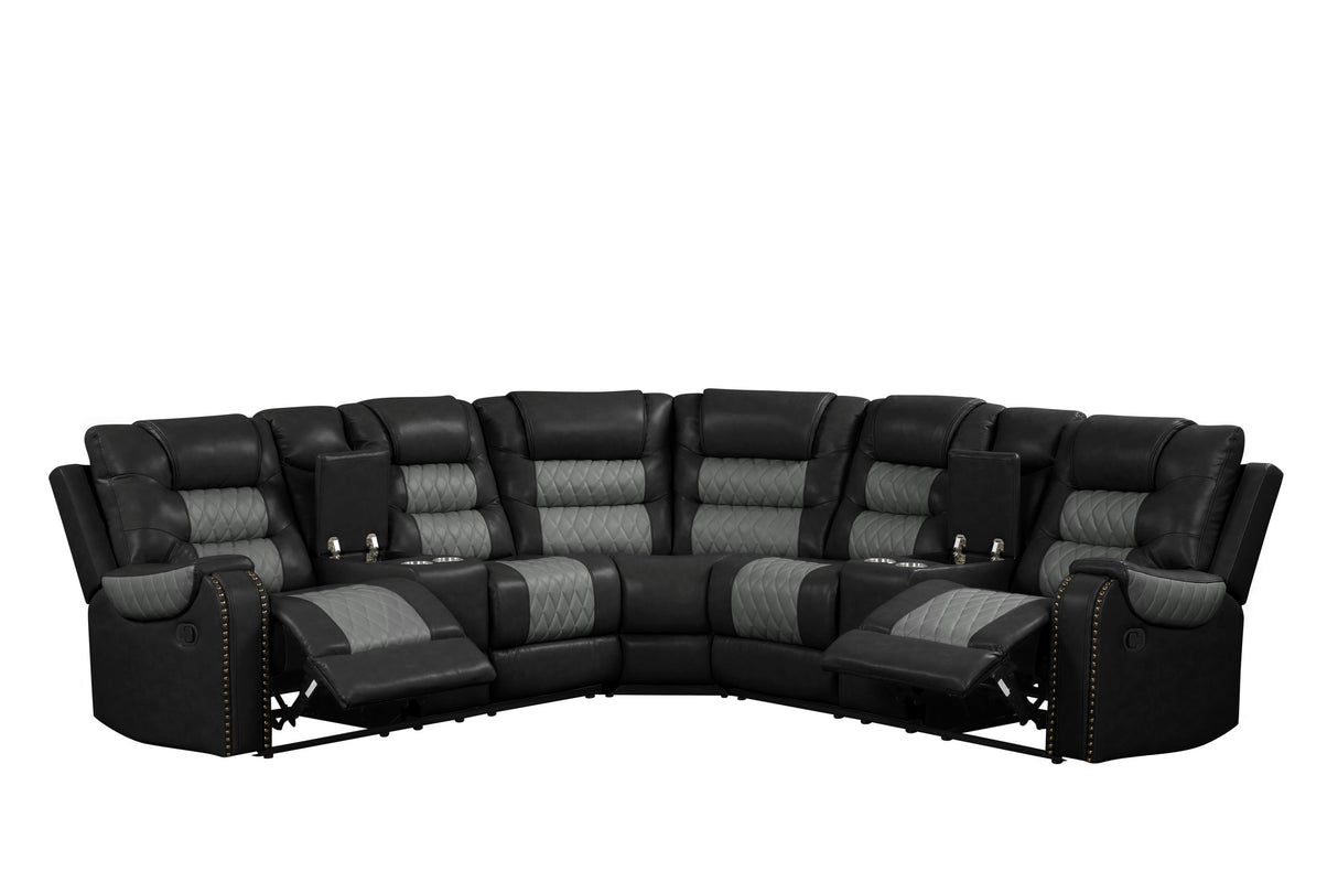 Jordon Black/Gray Reclining Sectional from Happy Homes - Luna Furniture