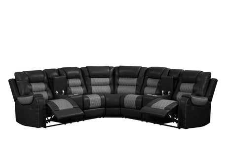 Jordon Black/Gray Reclining Sectional from Happy Homes - Luna Furniture