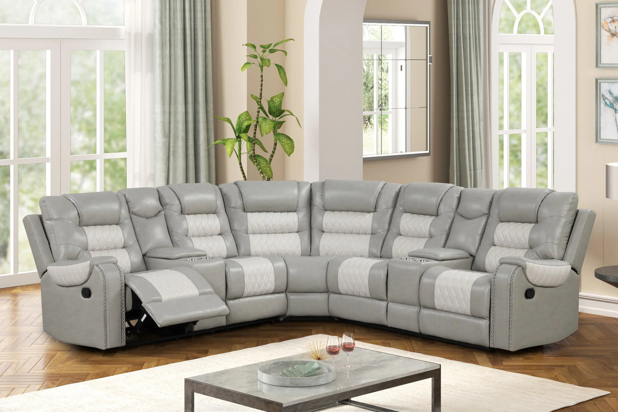 Jordon Gray/White Reclining Sectional from Happy Homes - Luna Furniture