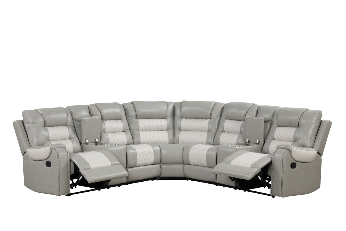 Jordon Gray/White Reclining Sectional from Happy Homes - Luna Furniture