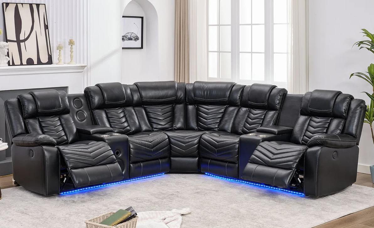 Ace Black Reclining Sectional