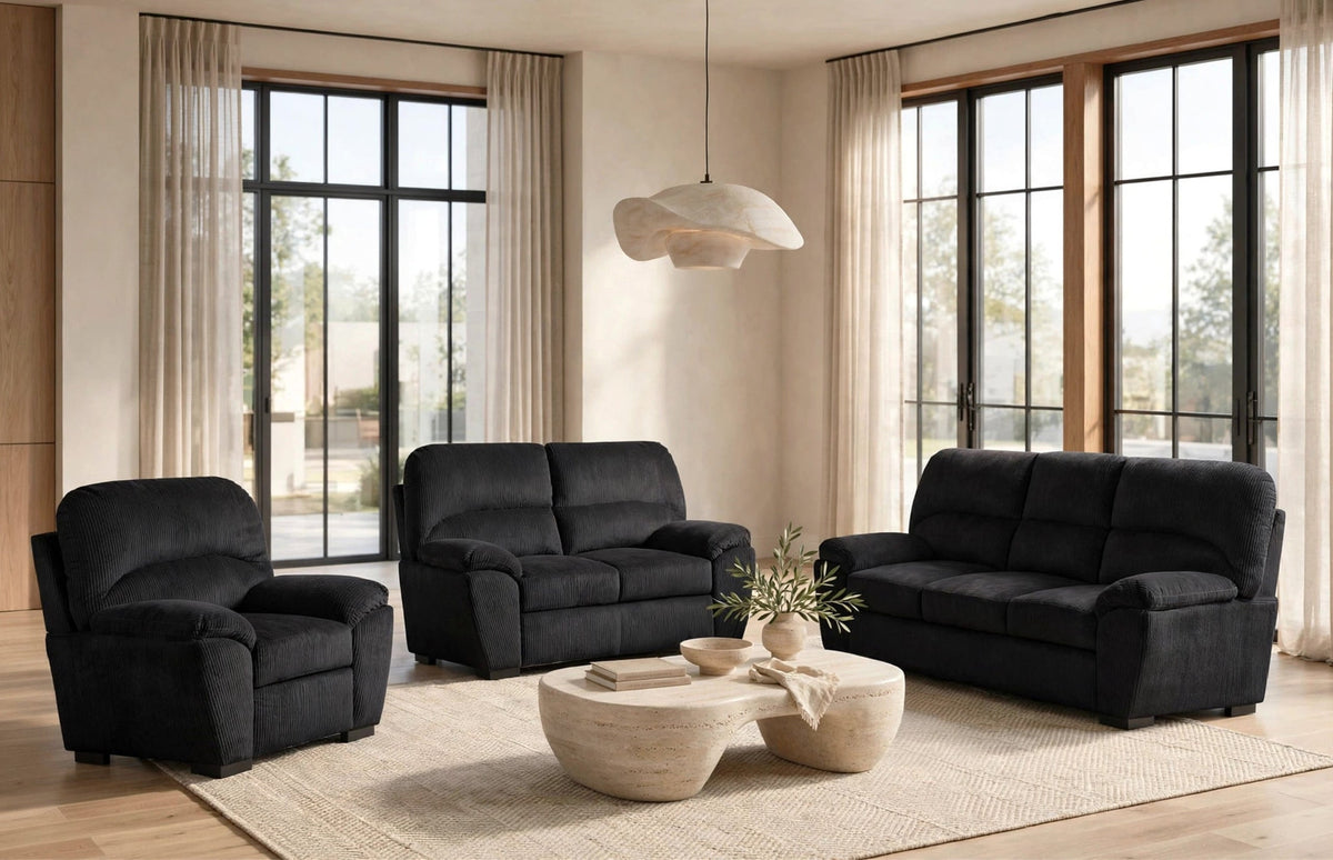 Tiffany Black 3-Piece Living Room Set from Happy Homes - Luna Furniture