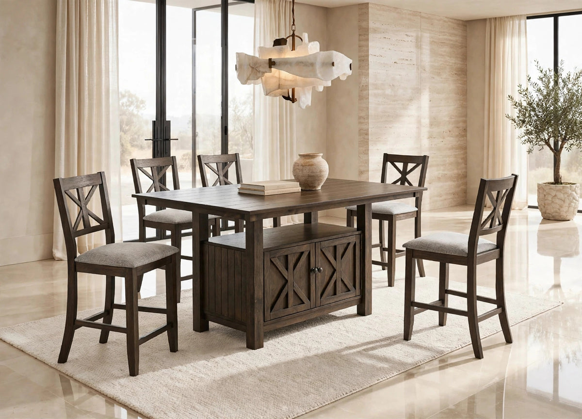 Valonia Espresso 7-Piece Counter Height Set from Happy Homes - Luna Furniture