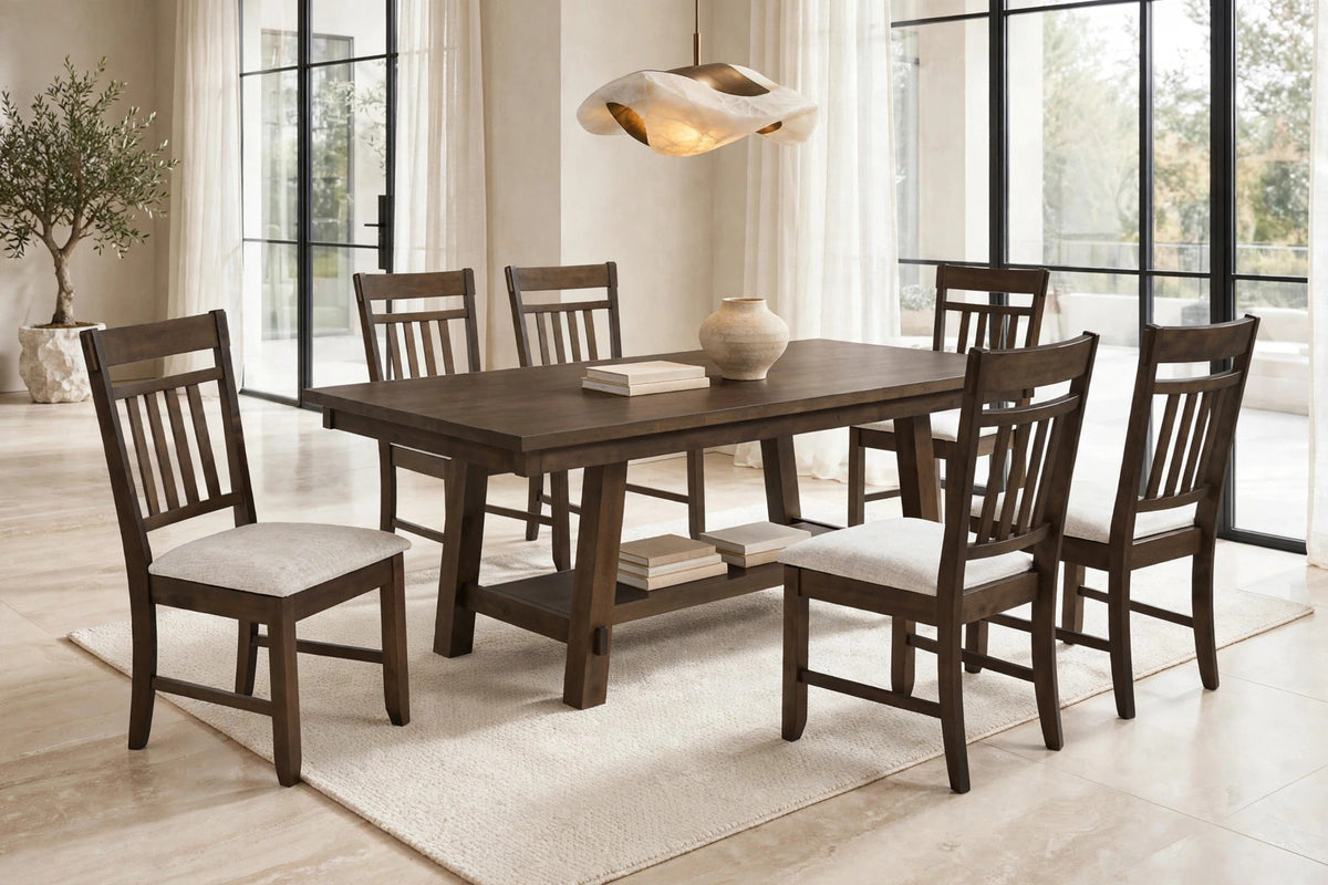 Acorn Espresso 7-Piece Dining Room Set (Dining Table & 6 Chairs) from Happy Homes - Luna Furniture