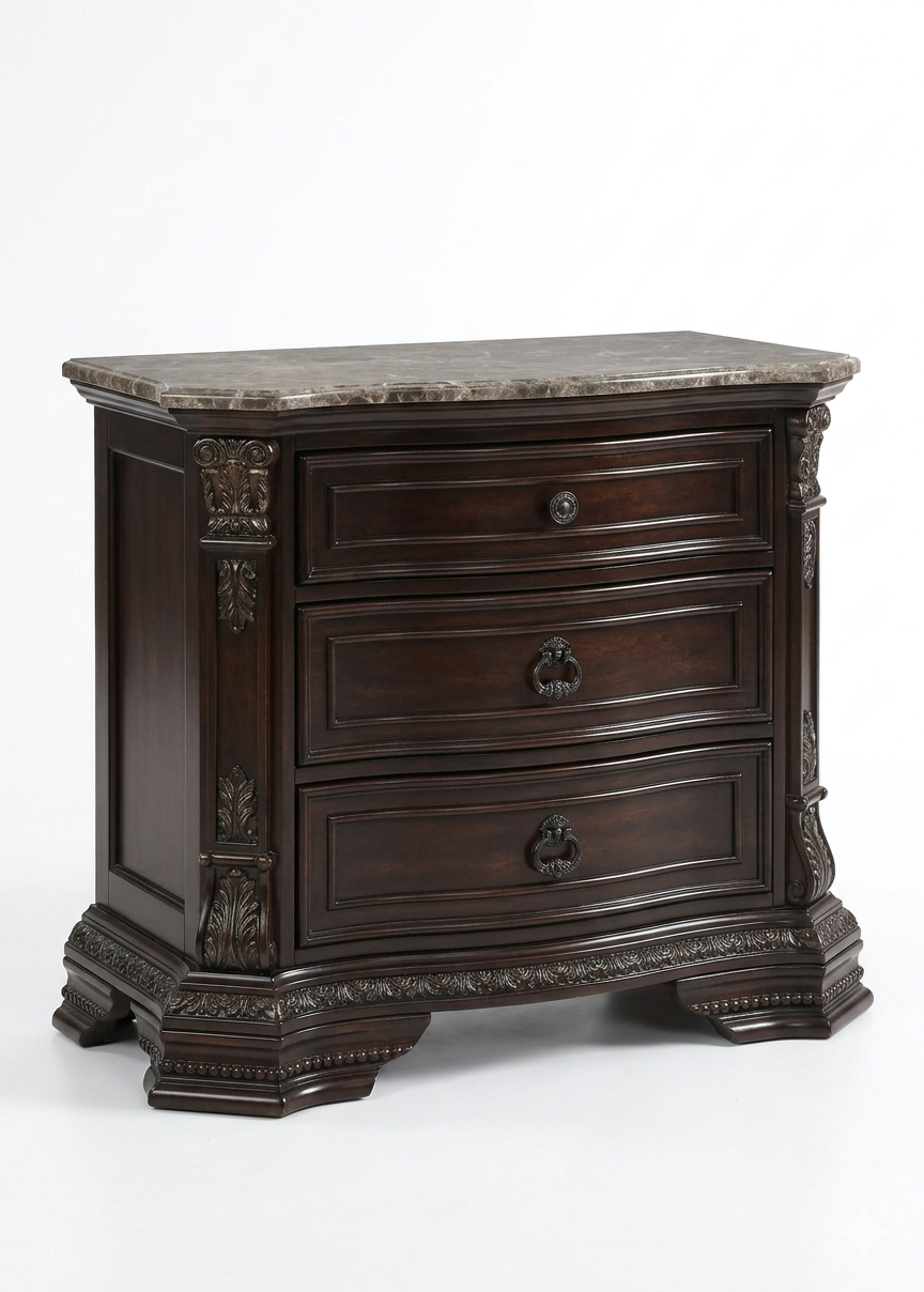 Stana Brown Marble Top Nightstand from Happy Homes - Luna Furniture
