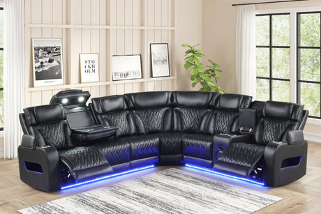 Barcelona Black Power Reclining Sectional from Happy Homes - Luna Furniture