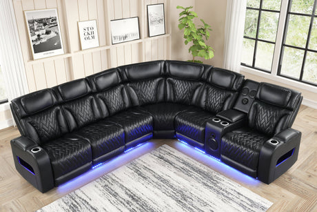 Barcelona Black Power Reclining Sectional from Happy Homes - Luna Furniture