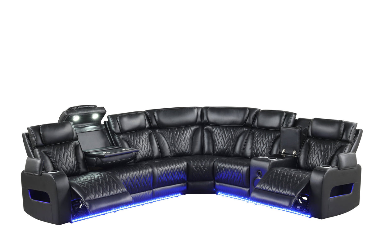 Barcelona Black Power Reclining Sectional (Power Headrests) from Happy Homes - Luna Furniture