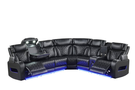 Barcelona Black Power Reclining Sectional from Happy Homes - Luna Furniture