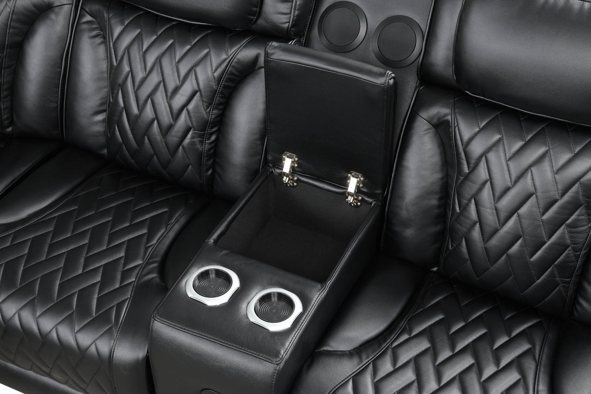 Barcelona Black Power Reclining Sectional (Power Headrests) from Happy Homes - Luna Furniture