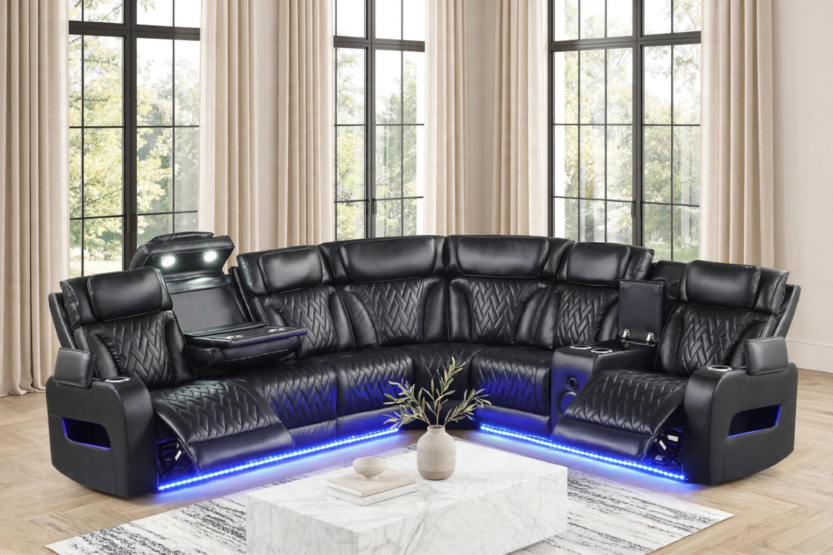Barcelona Black Power Reclining Sectional