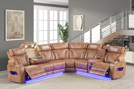 Barcelona Brown Power Reclining Sectional from Happy Homes - Luna Furniture