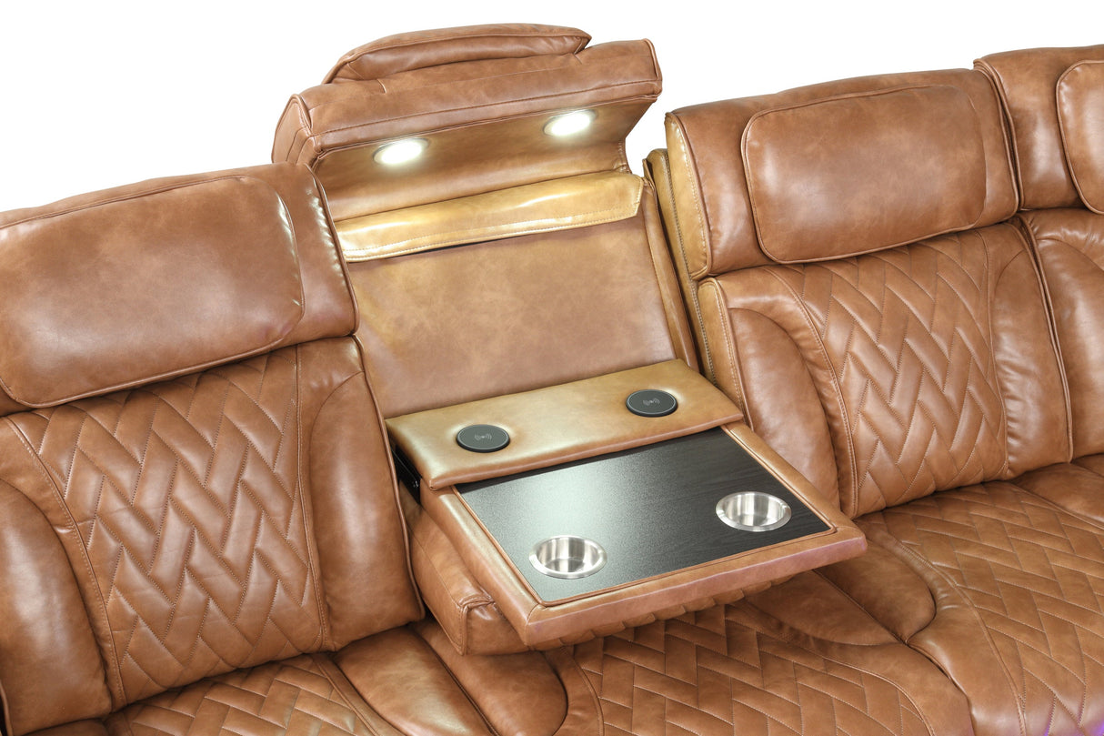 Barcelona Brown Power Reclining Sectional (Power Headrests) from Happy Homes - Luna Furniture