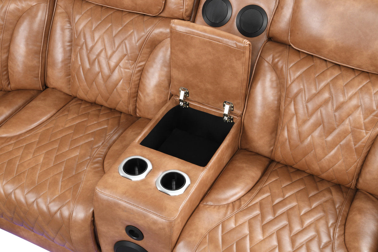 Barcelona Brown Power Reclining Sectional (Power Headrests) from Happy Homes - Luna Furniture