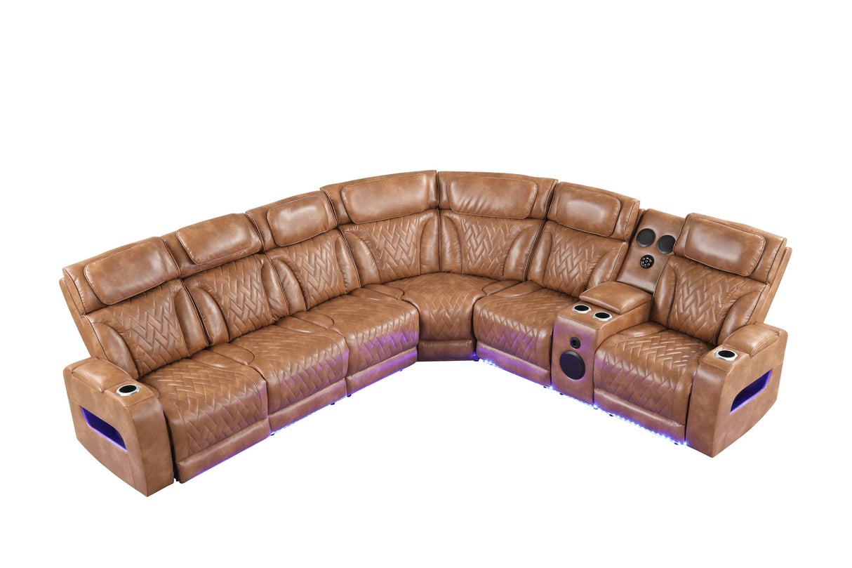 Barcelona Brown Power Reclining Sectional (Power Headrests) from Happy Homes - Luna Furniture