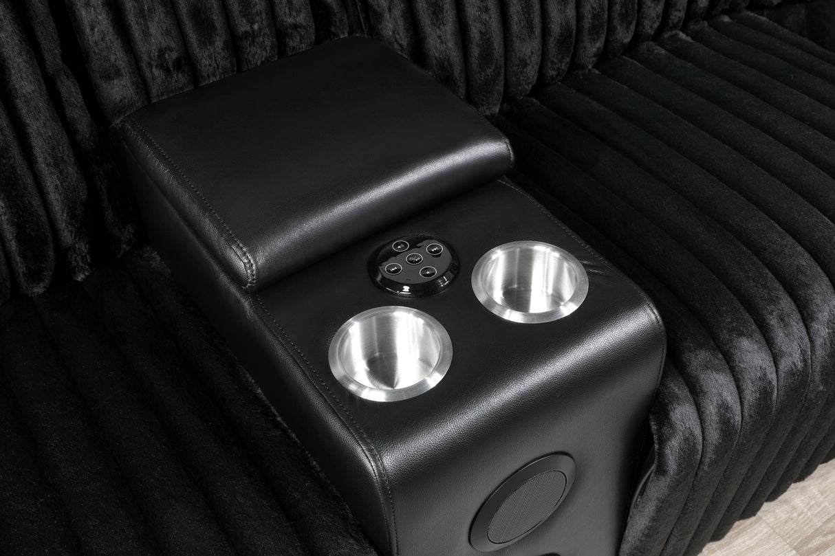 Flash Black Power Reclining Sectional from Happy Homes - Luna Furniture