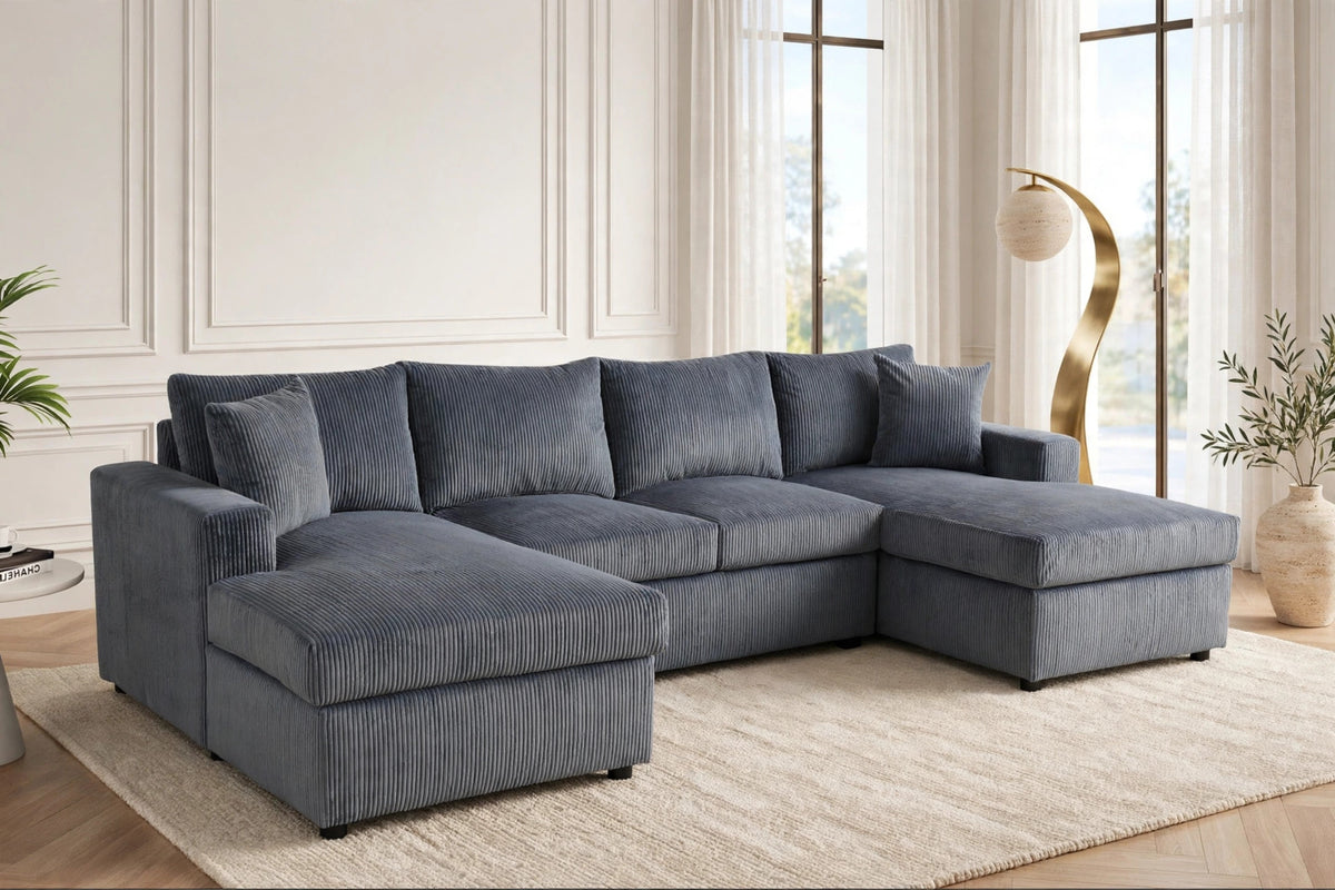 Terasa Gray Double Chaise Sectional from Happy Homes - Luna Furniture