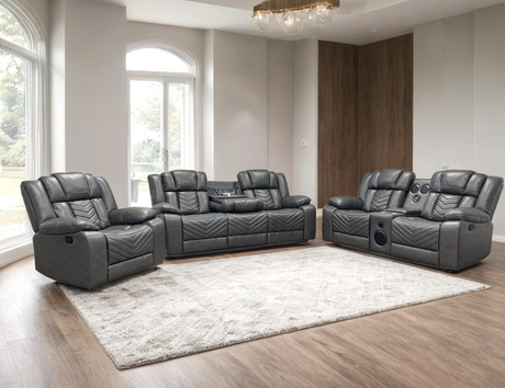 Ace Gray Leather 3PC Reclining Set from Happy Homes - Luna Furniture