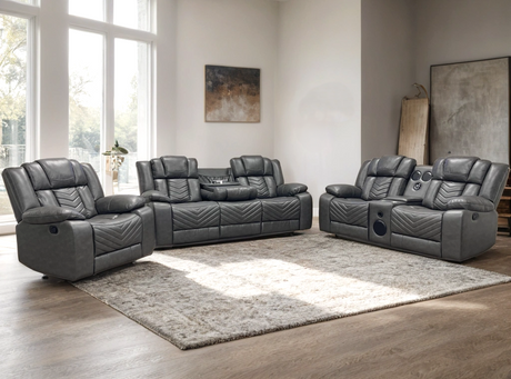 Ace Gray Leather 3PC Reclining Set from Happy Homes - Luna Furniture