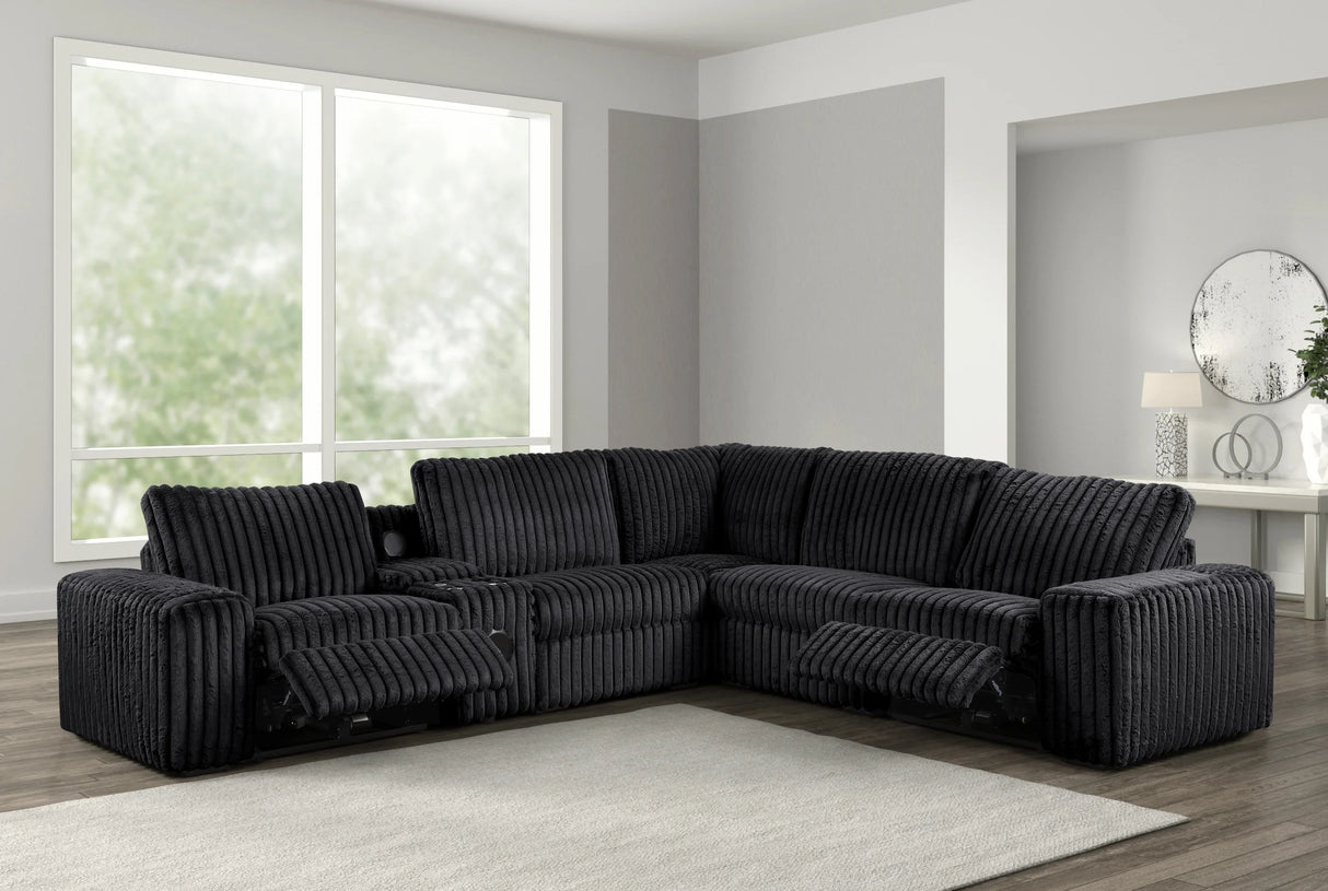 Amelia Onyx Power Reclining Sectional with Bluetooth Speakers from Happy Homes - Luna Furniture