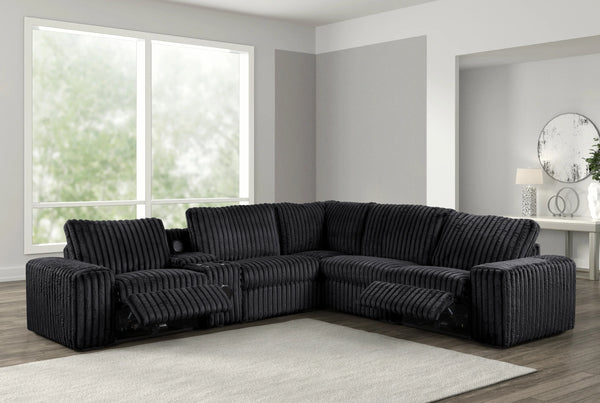 Amelia Onyx Power Reclining Sectional with Bluetooth Speakers