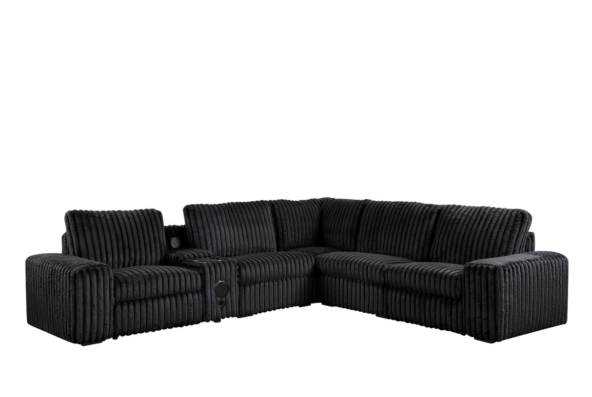 Amelia Onyx Power Reclining Sectional with Bluetooth Speakers from Happy Homes - Luna Furniture