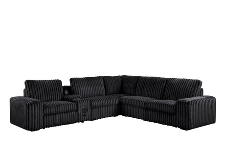 Amelia Onyx Power Reclining Sectional with Bluetooth Speakers from Happy Homes - Luna Furniture