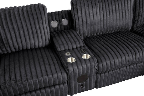 Amelia Onyx Power Reclining Sectional with Bluetooth Speakers from Happy Homes - Luna Furniture