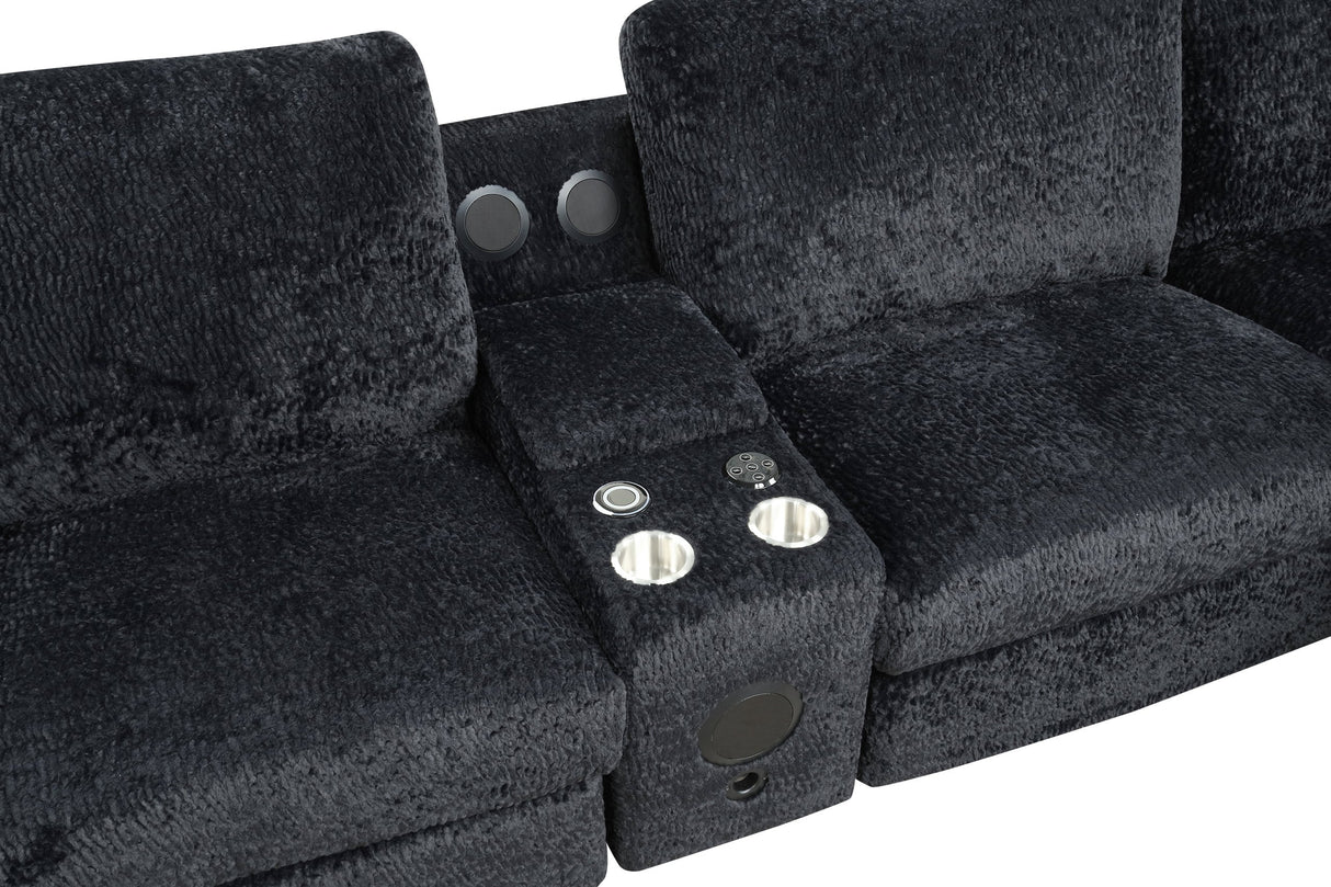 Amelia Black Power Reclining Sectional with Bluetooth Speakers from Happy Homes - Luna Furniture