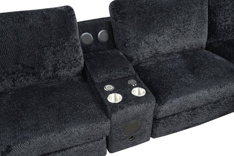 Amelia Black Power Reclining Sectional with Bluetooth Speakers from Happy Homes - Luna Furniture