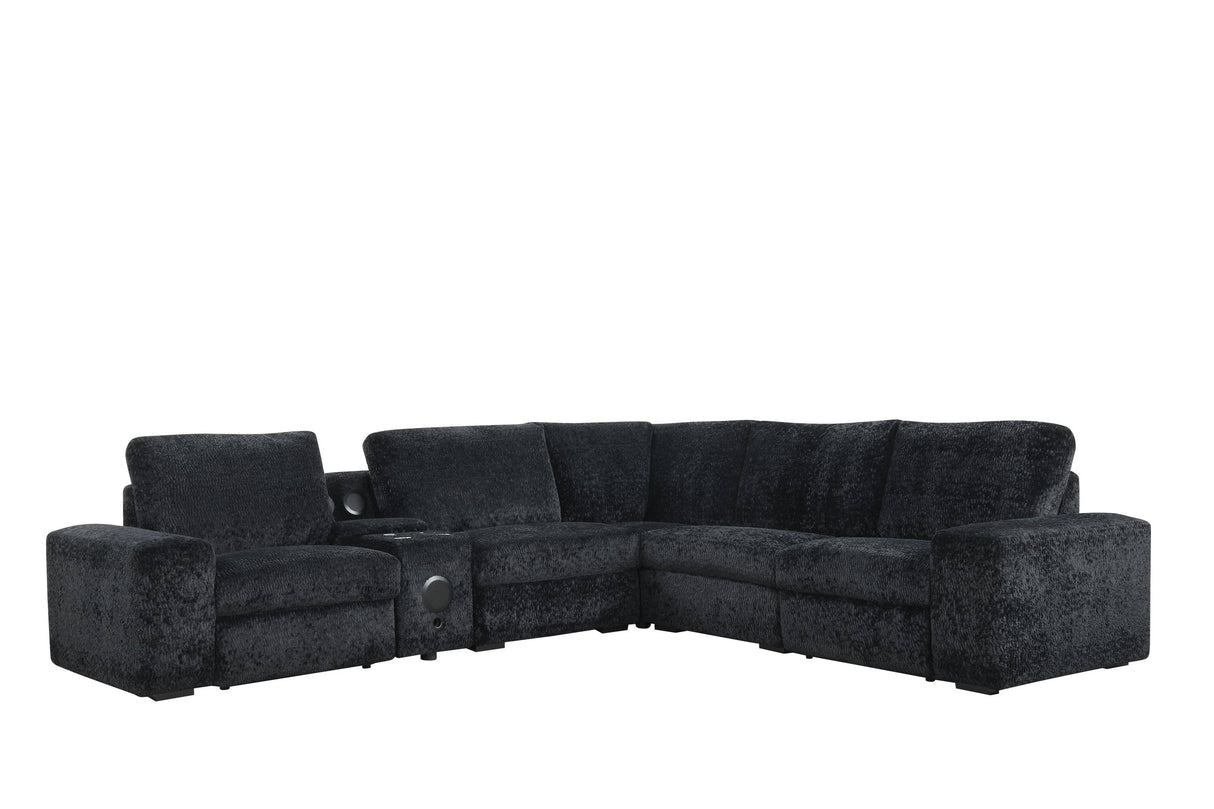Amelia Black Power Reclining Sectional with Bluetooth Speakers from Happy Homes - Luna Furniture