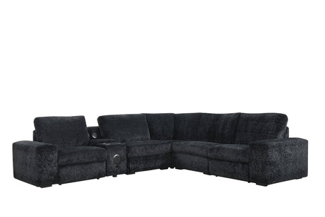Amelia Black Power Reclining Sectional with Bluetooth Speakers from Happy Homes - Luna Furniture