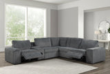 Amelia Charcoal Power Reclining Sectional with Storage Console Bluetooth Speakers from Happy Homes - Luna Furniture