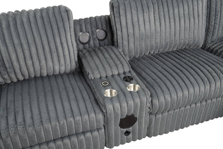 Amelia Charcoal Power Reclining Sectional with Storage Console Bluetooth Speakers from Happy Homes - Luna Furniture