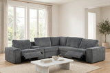 Amelia Charcoal Power Reclining Sectional with Storage Console Bluetooth Speakers from Happy Homes - Luna Furniture