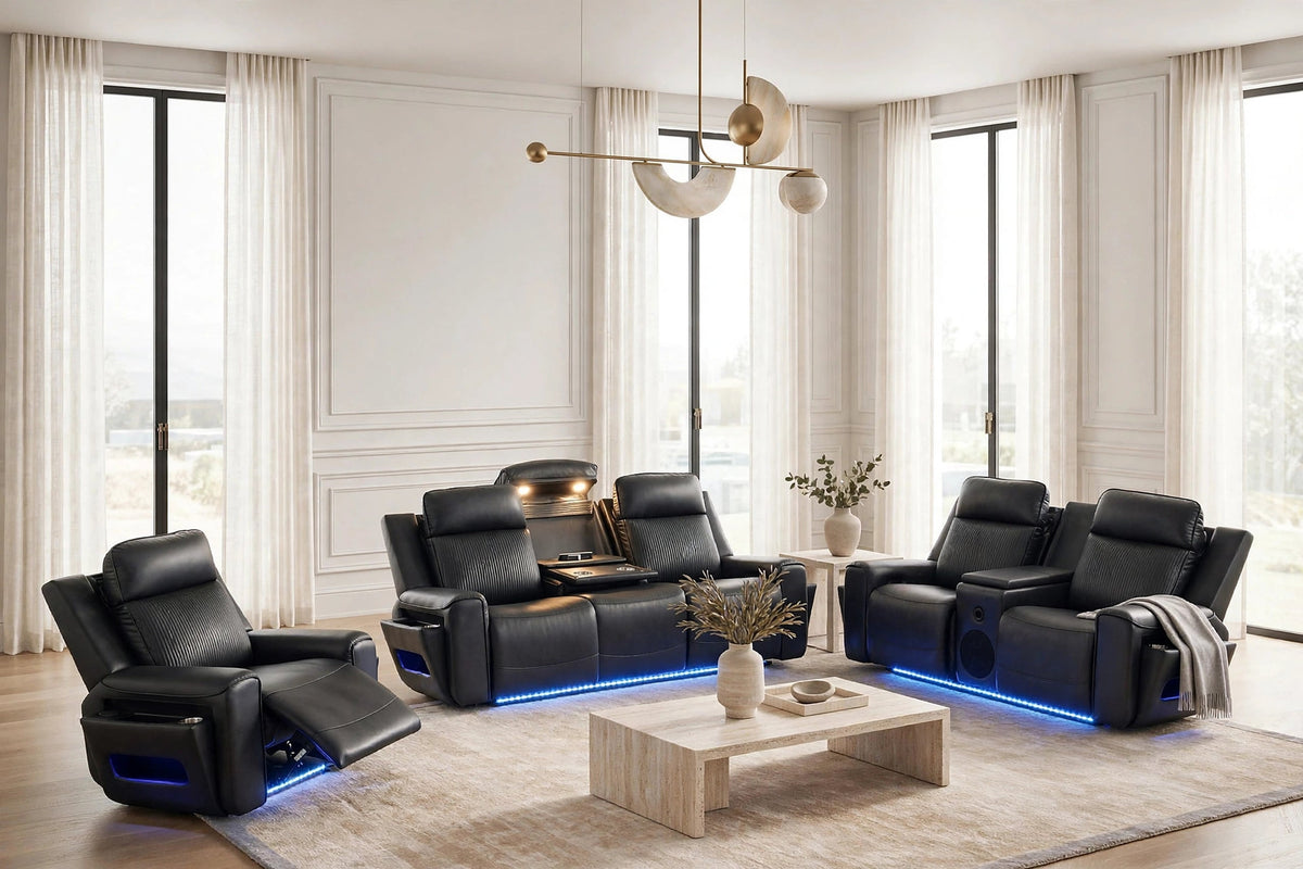 Rolls Royce Black Power Reclining Set from Happy Homes - Luna Furniture