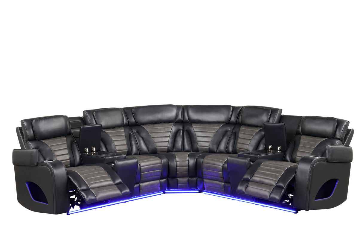 Ibiza Black Power Reclining Sectional from Happy Homes - Luna Furniture