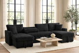 July Black Double Storage Chaise Sectional with Pull Out Bed from Happy Homes - Luna Furniture
