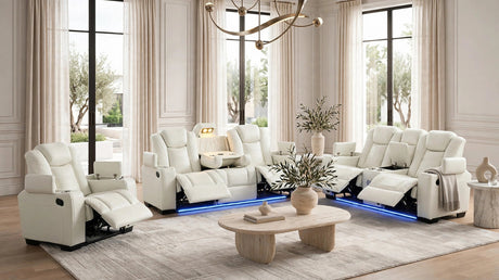 Stefano White 3-Piece Reclining Living Room Set from Happy Homes - Luna Furniture